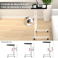 Mesa Ajustável Dobrável com Rodinhas - Altura Regulável 70-90cm | Ideal para Notebook, Escritório e Espaços Pequenos - imagem 5