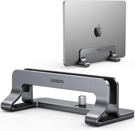 UGREEN Suporte vertical para laptop para mesa compatível com MacBook Pro, suporte para MacBook Air em alumínio vertical ajustável para laptop para jogos de até 17,3 polegadas, cinza prateado - imagem 1