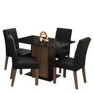 Conjunto de Sala de Jantar com Mesa de Vidro e 4 Cadeiras Rustic - Estilo Moderno e Resistente - imagem 2