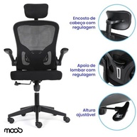 Cadeira Presidente Moob Mesh Ergonômica com Apoio de Braços Ajustável | Design Moderno e Conforto Duradouro - imagem 3