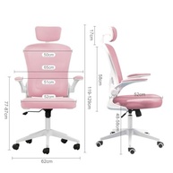 Cadeira Ergonômica de Escritório com Estofado Mesh Rosa - Conforto e Postura Ideal - imagem 3