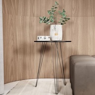 Mesinha Lateral de Canto Redonda com Pé Tripé de Ferro - Design Moderno em Freijó - imagem 4