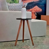 Mesinha de Canto Redonda 35x40cm com Pé Palito em MDF Preto - Design Moderno e Funcional - imagem 4