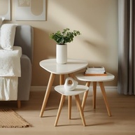 Kit Trio Mesinhas Laterais Retro com Tampo Orgânico - Estilo Palito para Sala - imagem 5