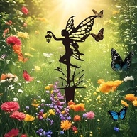 Estátua de Metal para Jardim de Fadas 30x14cm - Charme Rústico para Vasos e Paisagismo - imagem 4