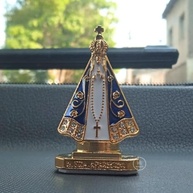 Miniatura Imagem Nossa Senhora Aparecida em Metal Dourado com Strass - 5cm - Painel de Carro - imagem 3