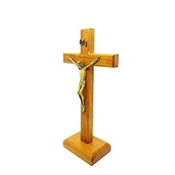 Crucifixo de Mesa em Madeira Clara com Cristo em Metal - 18 cm | Decoração e Fé - imagem 4