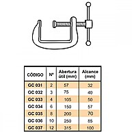 Grampo Sargento Tipo C 57mm – Aperto Profissional em Madeira e Metal - imagem 2