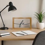Escultura Decorativa Fé em Metal e Madeira - Design Inspirador para Mesa ou Parede - imagem 2