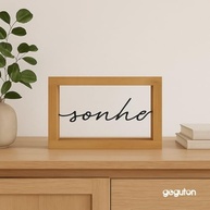 Escultura Decorativa Sonhe em Metal e Madeira - Moldura Inspiradora para Mesa ou Parede - imagem 3