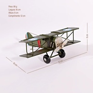 Miniatura de Avião Biplano Militar Verde - Réplica Detalhada em Metal | 16 x 12 x 8 cm - imagem 3