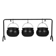 Conjunto de Caldeirões de Bruxa para Festas - 3 Unidades com Suporte de Metal e Ganchos - imagem 2
