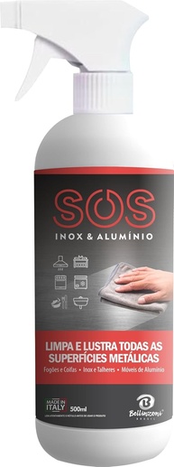 SOS Inox e Alumínio - Limpeza Brilhante e Segura para Superfícies Metálicas - 500ml - imagem 1