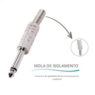 Kit 10 Conectores P10 Mono Metálico com Mola Niquelado - Conexões de Áudio Profissionais - imagem 3