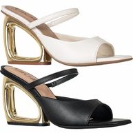 Tamanco Mule Salto Alto: Elegância Metalizada - imagem 2
