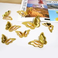 Kit 12 Borboletas Decorativas 3D Metalizadas Douradas - Efeito Camadas para Decoração Elegante - imagem 4