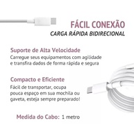 Cabo USB-C Reforçado Premium®: Turbo Carregamento Rápido 1 Metro para iPhone 15 e Android - imagem 3