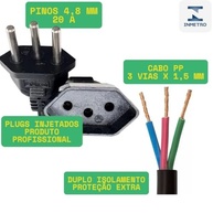 Extensão Elétrica 2 Metros 3x1,5mm² Cabo PP Reforçado - Tomada 20A - imagem 4
