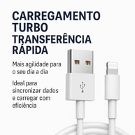 Cabo USB Compativel Com Iphone Reforçado 2 Metros, Compatível com iPhone 6 7 8 X Xs 11 Se 12 Xr 13 14 Pro Max Carregamento Rapido e Transferência de Dados - imagem 4