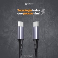 Cabo USB C Turbo 100W Trançado: Carregamento Rápido para iPhone e Samsung - 2 Metros - imagem 3