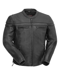 First Mfg Co - Maverick – Jaqueta masculina de couro preta para motociclista, Preto, M - imagem 1