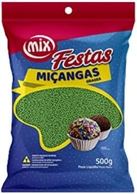 Confeito Miçanga Granulado Brigadeiro, Doces, Confeitaria Várias Cores 500g (Verde) - imagem 1