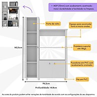 Balcão Cozinha Multiuso 96cm: Forno e Micro-ondas - imagem 2