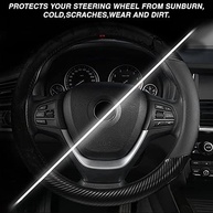 Capa de Volante Esportiva Fibra de Carbono e Couro Microfibra 38cm - Antiderrapante e Respirável - imagem 3
