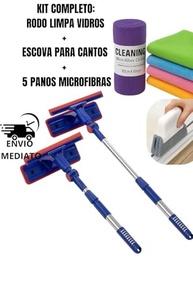 Rodo Mágico 2 em 1 com Esponja para Cantos e Cabo Extensível - Kit Completo com 5 Pães Microfibra - imagem 4