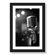 Quadro Decorativo Microfone Música - Design Moderno em MDF 25x35cm - Preto - imagem 4