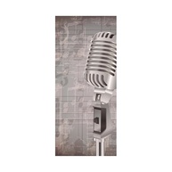 Adesivo Decorativo Porta Música Microfone Retro para Cantores e Amantes da Música - imagem 1