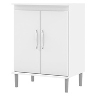 Gabinete Balcão para Cozinha com 2 Portas e Espaço para Microondas – Armário Multiuso em MDP Branco - imagem 2
