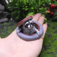 Ornamento de Guaxinim em Resina - Decoração para Jardim e Mesa com Tema Micropaisagem - imagem 4