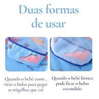 Babador Manga Longa Impermeável com Cata-Migalhas - Ursinhos Branco e Cinza | Proteção Confortável e Estilosa para Bebês - imagem 5
