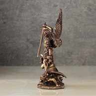Estatueta de São Miguel em Resina com Acabamento Bronze - 10cm - Veronese Design - imagem 4