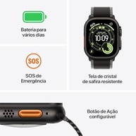 Apple Watch Ultra 3: Titânio Preto, GPS+Cellular e Loop Milanês - Aventura e Performance no Seu Pulso - imagem 3