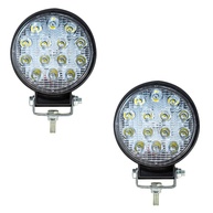 Kit 2 Faróis de Milha LED 42W Redondo IP67 Super Branco 12/24V Off Road Troller - imagem 1