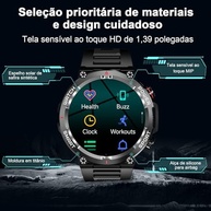 Smartwatch Militar Masculino IOWODO W50: Chamadas, Tela HD 1.39", 100+ Esportes, IP68 - Seu Aliado de Aventura! - imagem 4