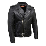 Milwaukee Leather SH1011 Jaqueta masculina clássica para motociclista Brando feita de couro bovino com cadarço lateral - imagem 1