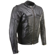 Jaqueta masculina Milwaukee Leather LKM17015 de couro preto premium ventilada estilo motociclista com armadura CE - imagem 1