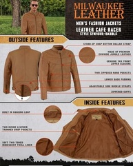Jaqueta Masculina Couro Café Racer Milwaukee SFM1835 - Estilo e Durabilidade Premium - imagem 3