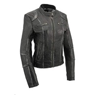 Milwaukee Leather SFL2830 Jaqueta de couro feminina preta estilo mergulho com pele de carneiro - imagem 2