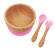 Mimo Style Jogo para Refeição Infantil em Bambu e Silicone - Rosa | Seguro, Ergonômico e Divertido - imagem 1