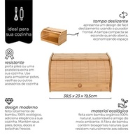 Porta Pães com Tampa Retrátil em Bambu Ecológico - Estilo Mimo Style, Bege - imagem 5