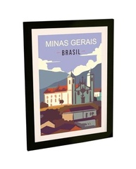 Quadro Decorativo A3 Minas Gerais - Poster Viagem Brasil com Moldura - imagem 2