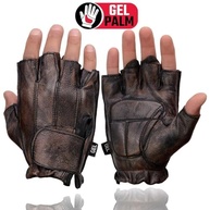 Luvas masculinas de couro MG7561 MG7561 Mingerless envelhecido marrom com palma de gel - imagem 3