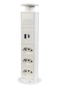 Mini Torre Tomada Embutir 3 Tomadas 20A + USB-C Branca: Solução Moderna e Segura - imagem 1