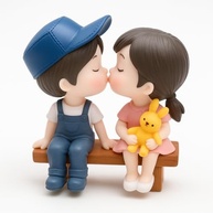 Casal em Banco de Madeira - Miniatura para Terrários e Decoração Romântica - imagem 2