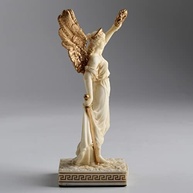 Miniatura Nike Greek Goddess of Victory 10 cm - Pintada à Mão com Acabamento em Ouro Branco - imagem 5
