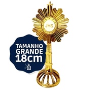 Ostensorio Santíssimo Sacramento 18cm Dourado - Miniatura de Mesa para Adoração e Decoração Religiosa - imagem 1